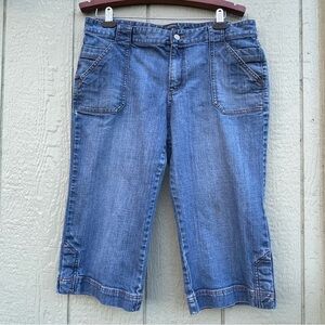 Eddie Bauer Capri Jeans Womens‎ 14 Med Wash Blue Vintage 2009 Comfort plus size